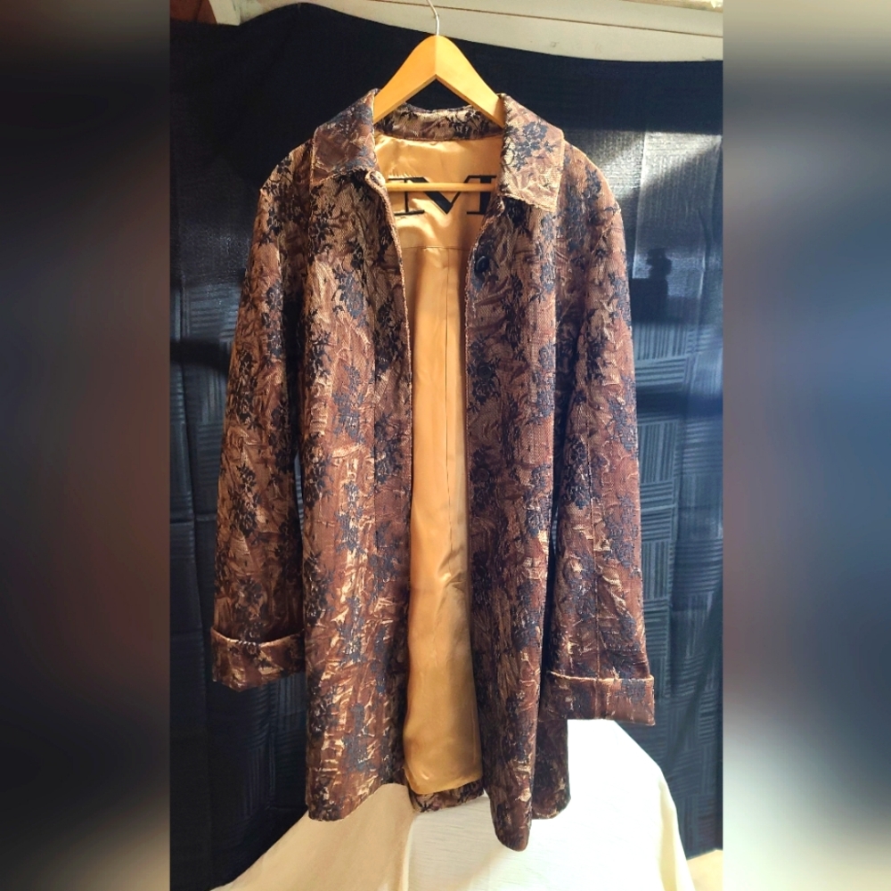 EUC Mycra Pac Embroidery  Designer Wear  Elegant Brown Patterned Women's Blazer